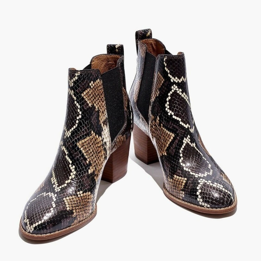 NEW Madewell Size 6.5 Regan Ankle Booties Snake Skin
